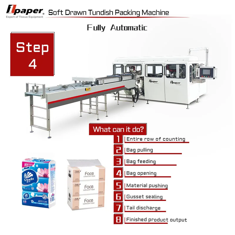 Hot Sale and Flexible Napkin Tissue Soft Drawn Facial Tissue Packing Machine