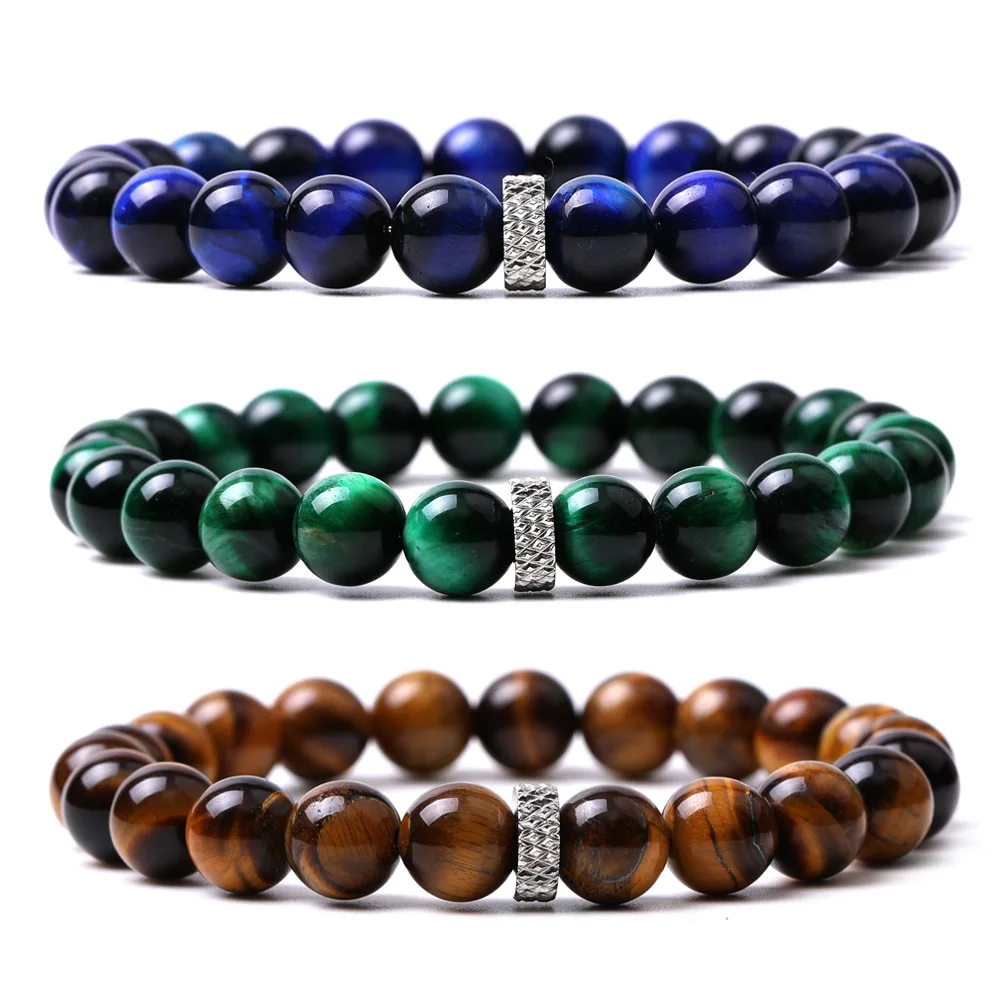 Assorted Healing Chakras Beads Tiger Eye Stone Bracelet Women Men Woven Energy Buddha Bracelets