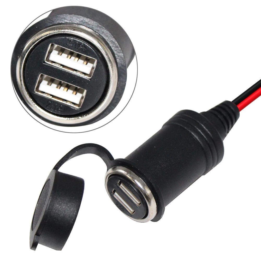 12v 24v Extension Cable Plug Power dual USB to Sae Car charger adapter cable for car cigarette lighter