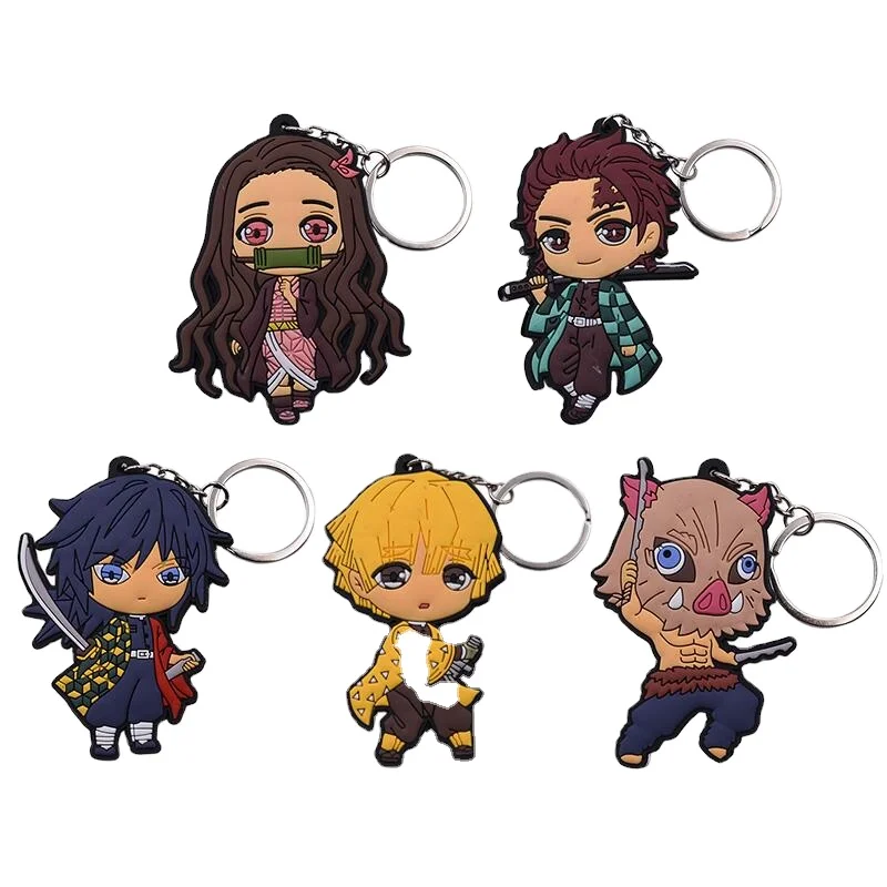 Hot sale custom logo pvc keychain anime character rubber keychain metal key ring 2d 3d key plastic silicone accessories