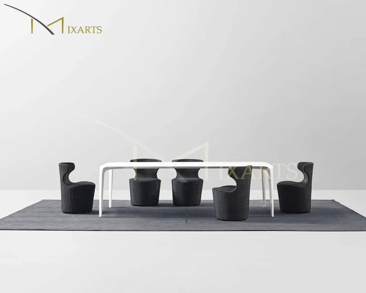 
Patio Restaurant Rattan Wicker Bamboo Armless Coffee Dining Chair 