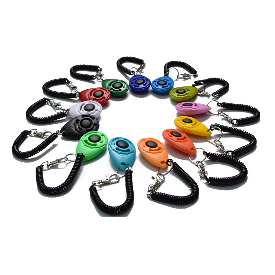 custom logo print colorful pets accessories trainer dog training clicker With Wrist Strap
