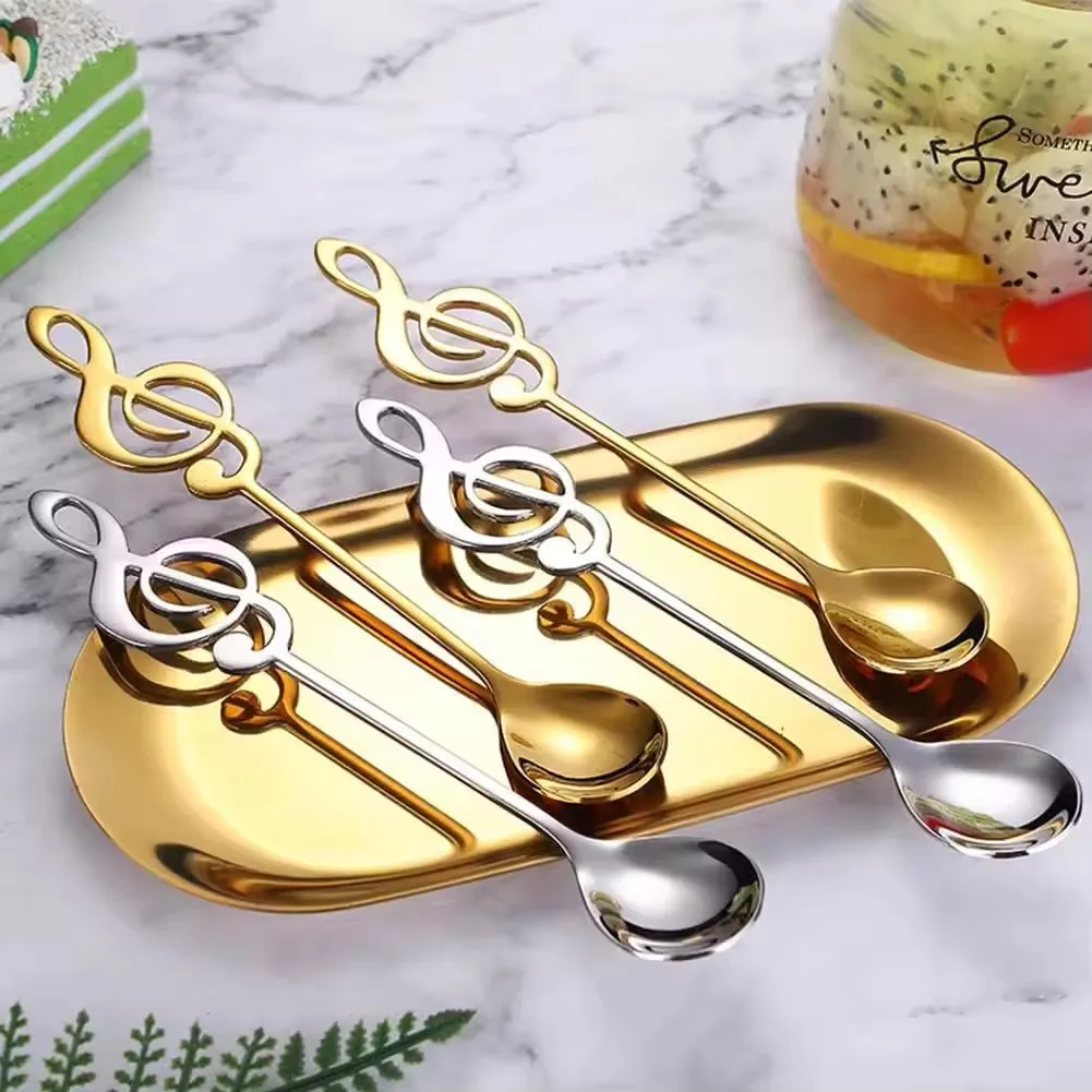 Factory Stainless Steel Coffee Spoon Ice Cream Scoop Music Note Tea Spoon Mini Mixing Spoon