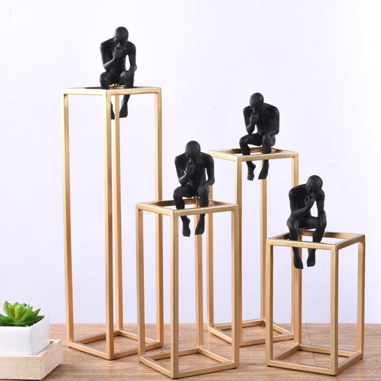 Black Resin Statues Ornaments Home Decoration Pieces Luxury Accessories Modern