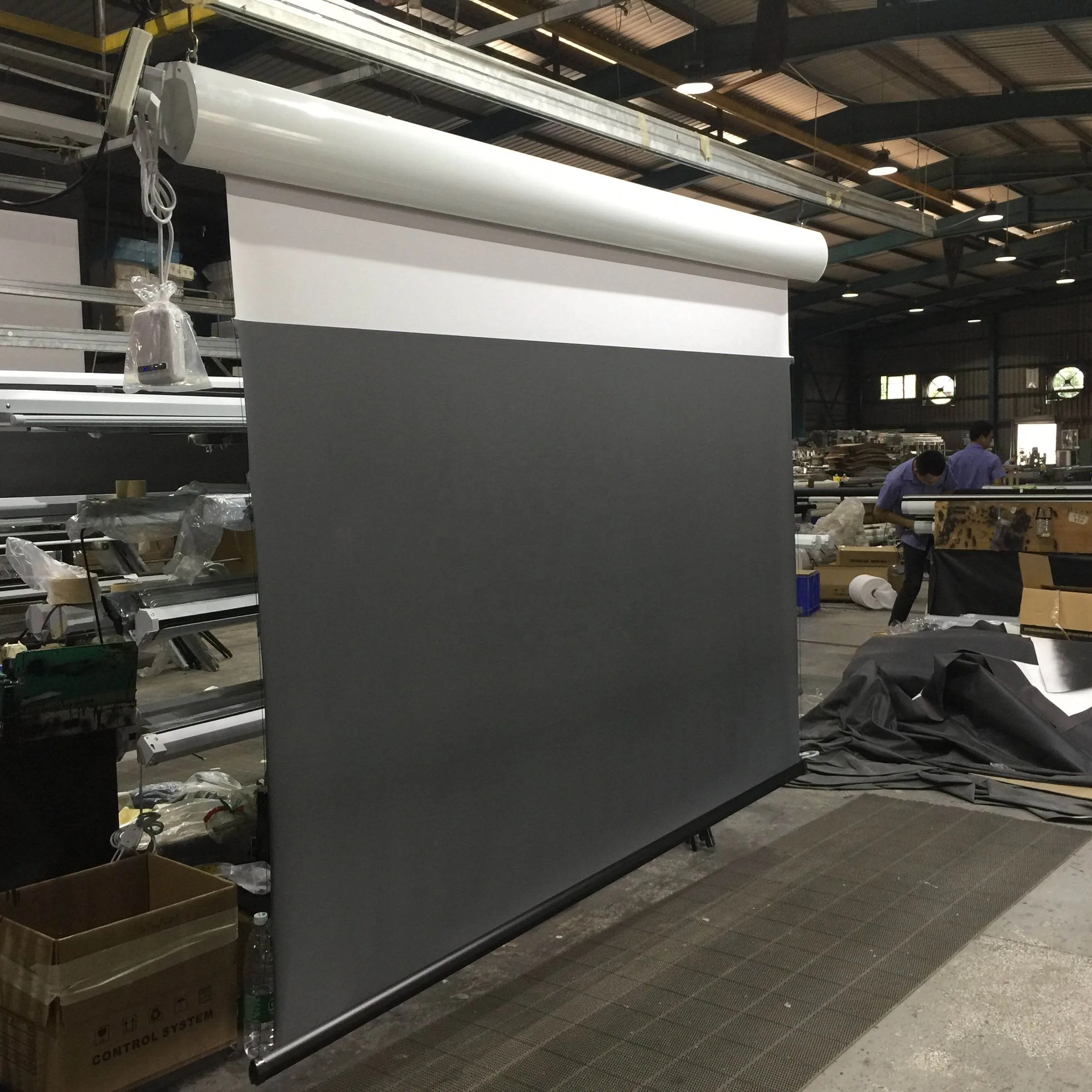 ALR Screen 120 Inch Motorized Tubular Motor Projection Screen With Ambient Light Rejecting Fabric For Home Theater