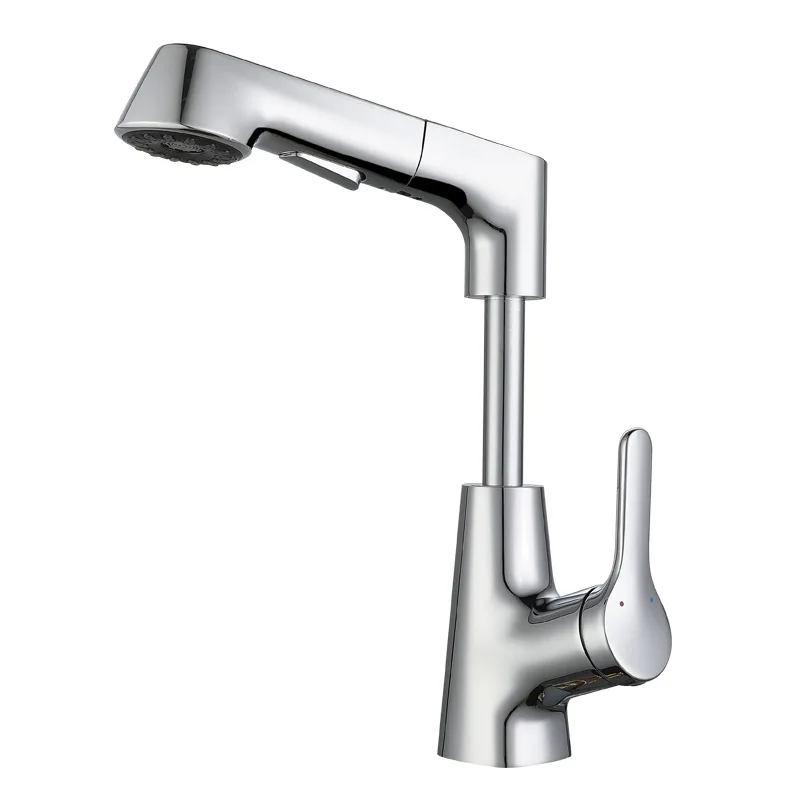 White copper hot and cold display faucet Universal leading undercounter mechanical arm basin faucet