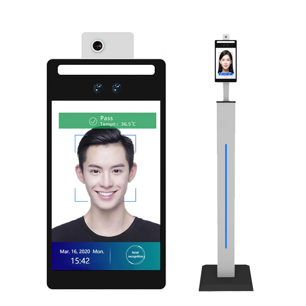 
8 Inch AI High Security Access Control Attendance Body Temp Measurement Face Recognition Terminal 