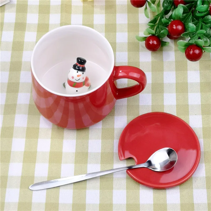 2023 Creative Customized Promotion 3d Santa Claus Reindeer Ceramic Christmas Gift Mug Vintage Cute Bulk Christmas Coffee Mugs