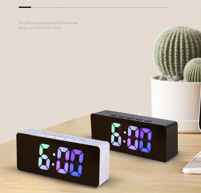 New fashionable multifunction electronic temperature mirror LED alarm digital clock desk table clocks with LED display