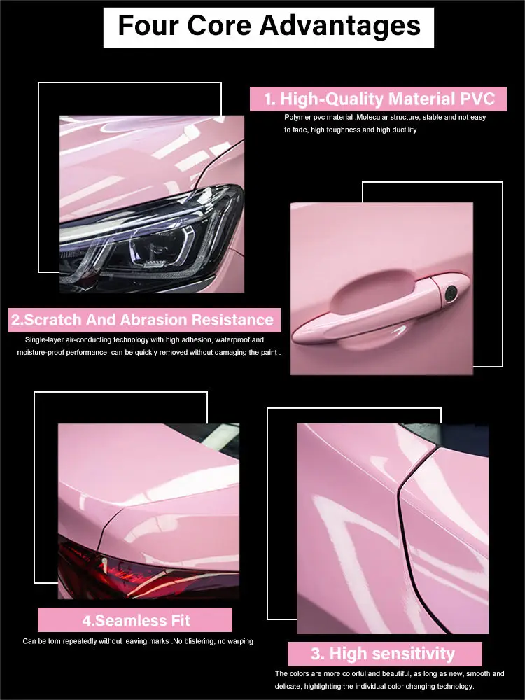 High quality Factory Price Crystal Piano Light Colored Nadeau grey wrapped Automotive gloss series multi-colored vinyl