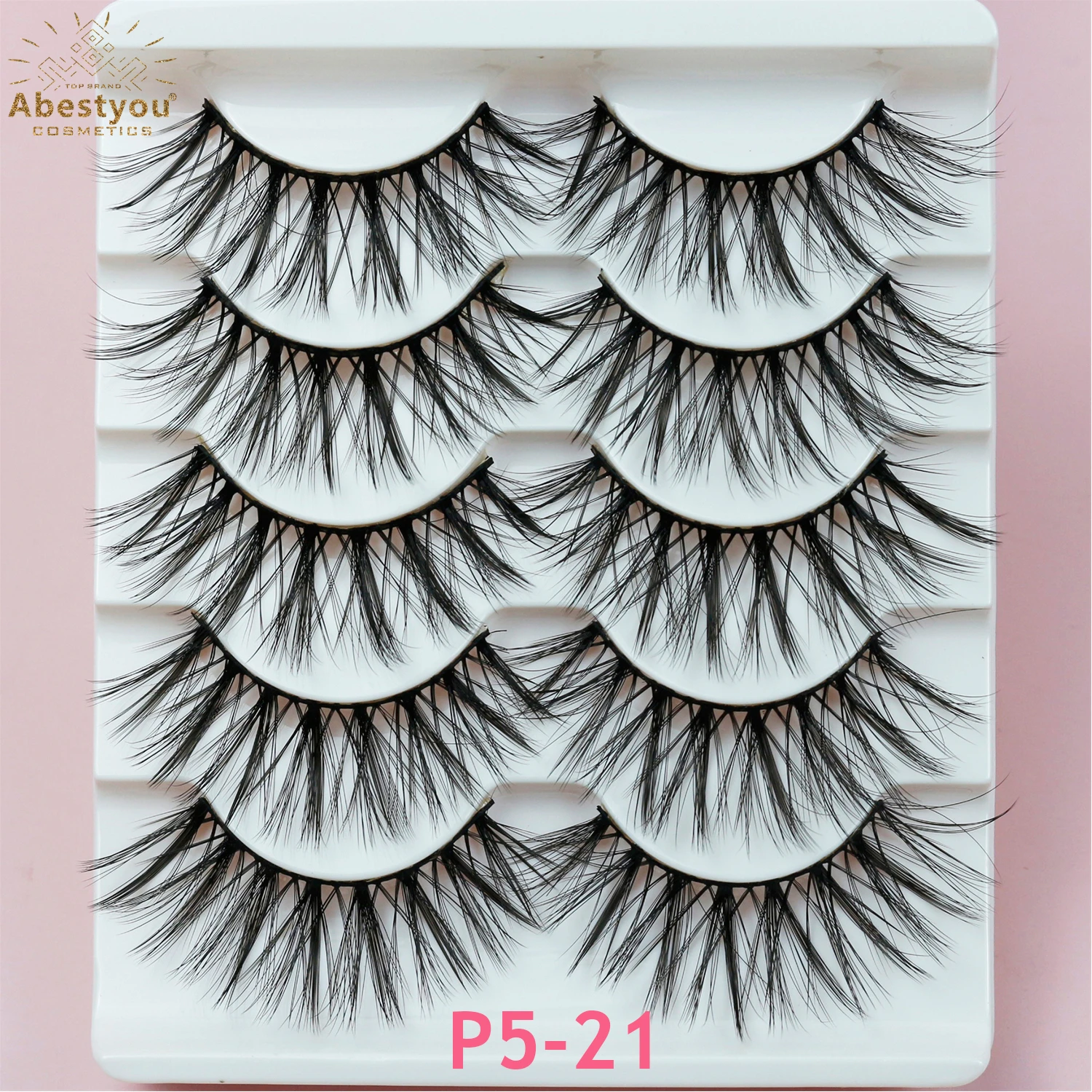 Abestyou 5Pairs Lashes Natural Transparent Terrier Long Sparse Cross False Eyelashes Fake Eye Lashes Extensions Eyelash Makeup