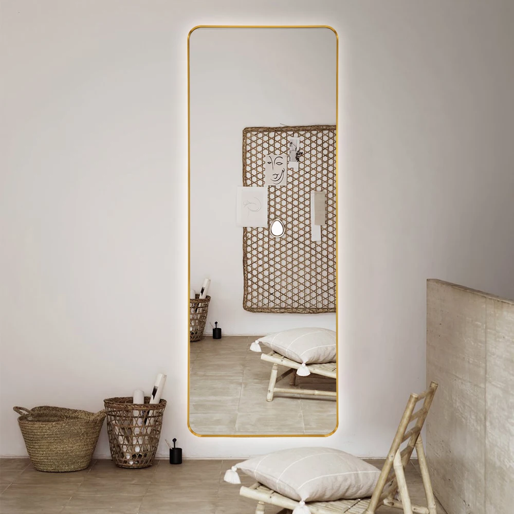 Wholesale factory metal frame explosion-proof smart led home wall full length decoration mirror with touch switch