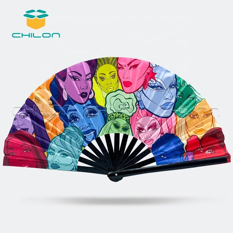 Custom handheld Fan Large Rave Folding Hand Fan