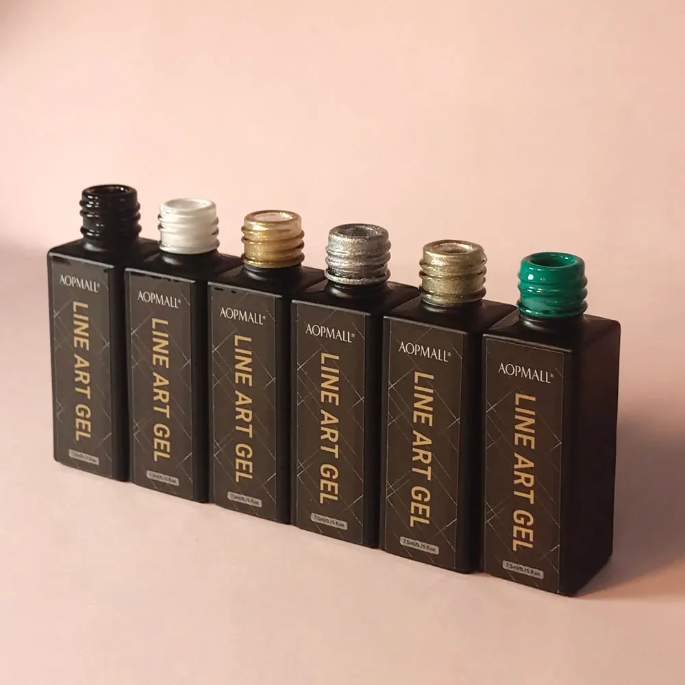 APOMALL 12 Colors Nail Art Pure Reflective Glitter Gel Polish Liner Set 8ml For French Nails