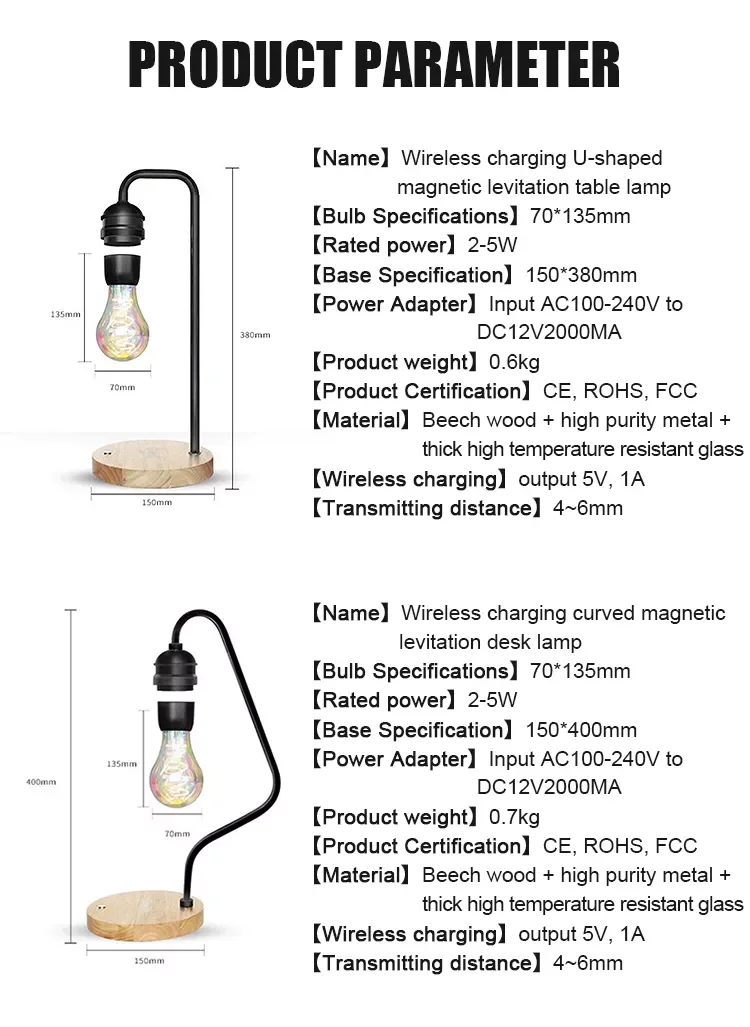 Floating Lamp Magnetic Levitation Table Lamps Light Bulb for Bedrooms Desk Toys with Phone Wireless Charging Drop shipping