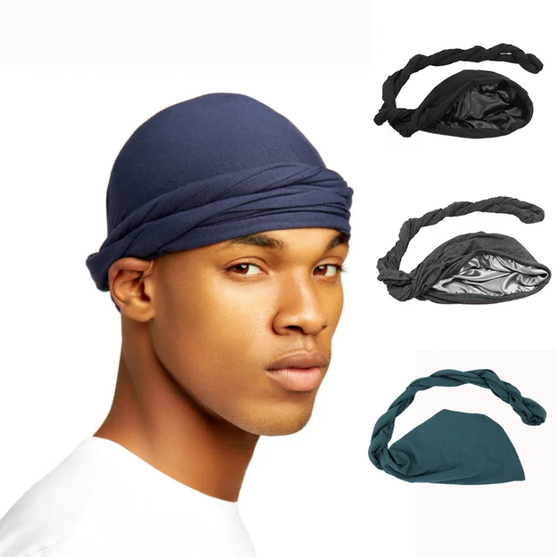 National Ethnic Mens Turban Headscarf Cap Indian Hat Elastic Satin Lined African Men Turban Head Wrap