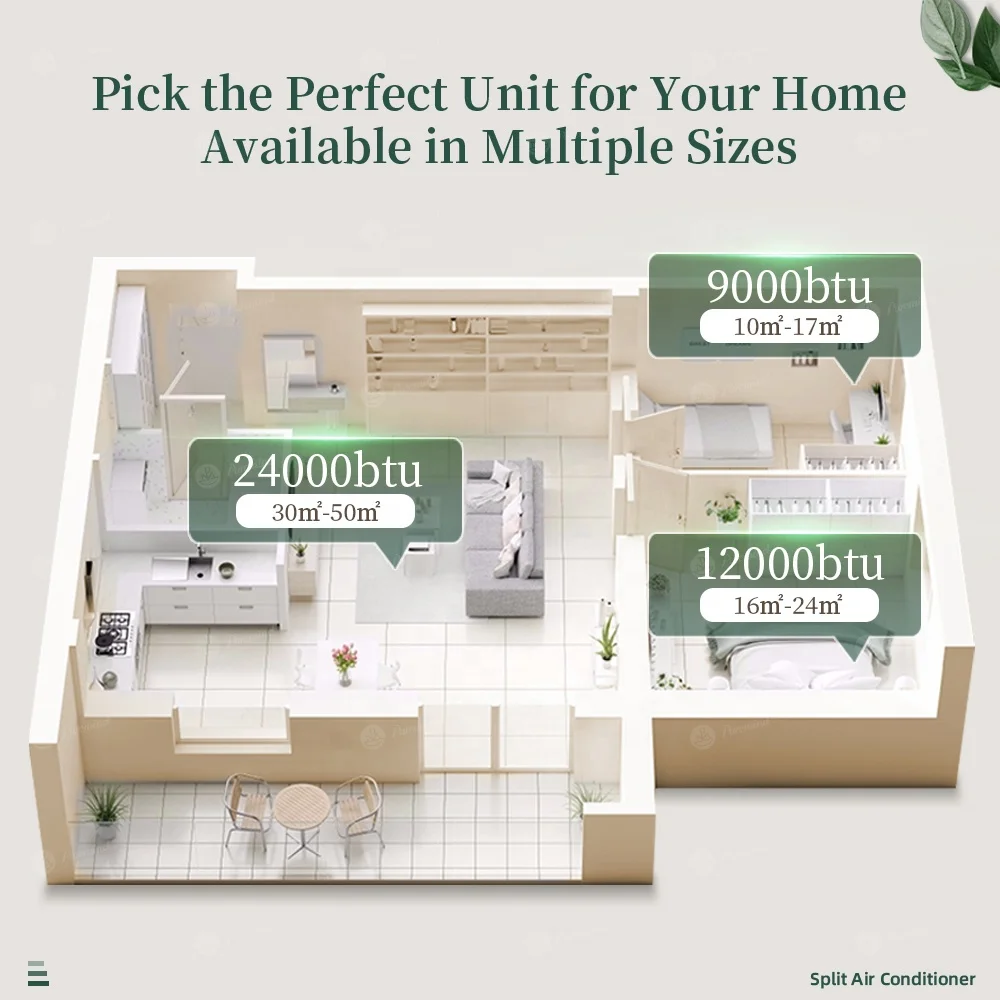 Gree Brand Air Conditioner Unit Gree 9000 12000 18000 24000 Btu Gree Split Type Inverter Air Conditioner R290 R454 R410a Wifi