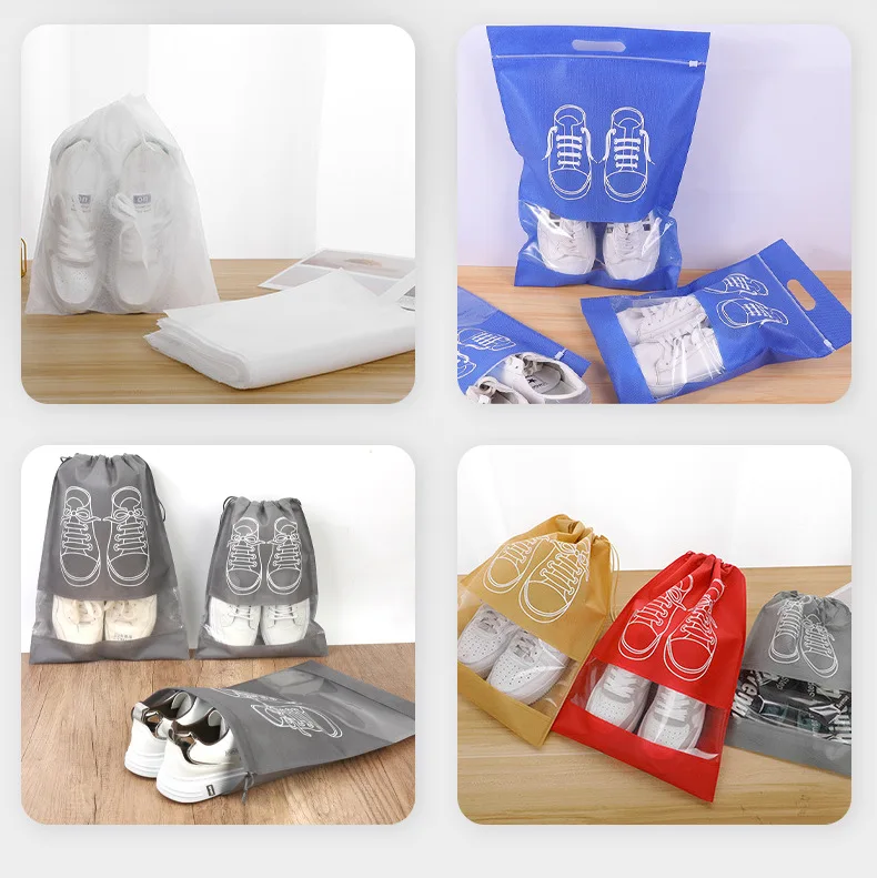 RU Hot sale non woven drawstring shoes bag with custom logo recycled drawstring bag