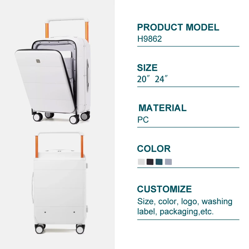 Hanke wholesale aluminum frame trolley luxury suitcase carry on luggage set spinner wheel business travel suitcase luggage