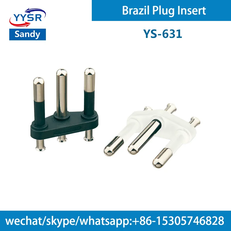 brazil plug insert(YS-633 NBR 4.0MM 10A 3-pin,3-pole,3-prong) for power adapter