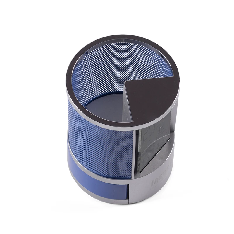 BolerGifts Digital LCD Desktop Alarm Clock round Mesh Pen Pencil Holder Calendar Timer Temperature Table Plastic 2 Small Drawer