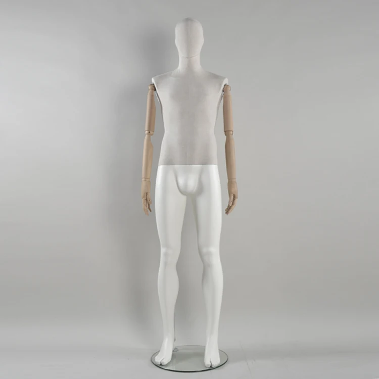 vintage fabric wood arm male mannequin, suit display men mannequin