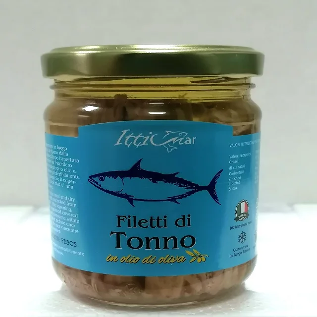 Hot Sale 100% Tuna Fish Fillets in Olive Oil Handmade Salt-Preserved Canned Tuna in Glass Jar Best Preserved Style
