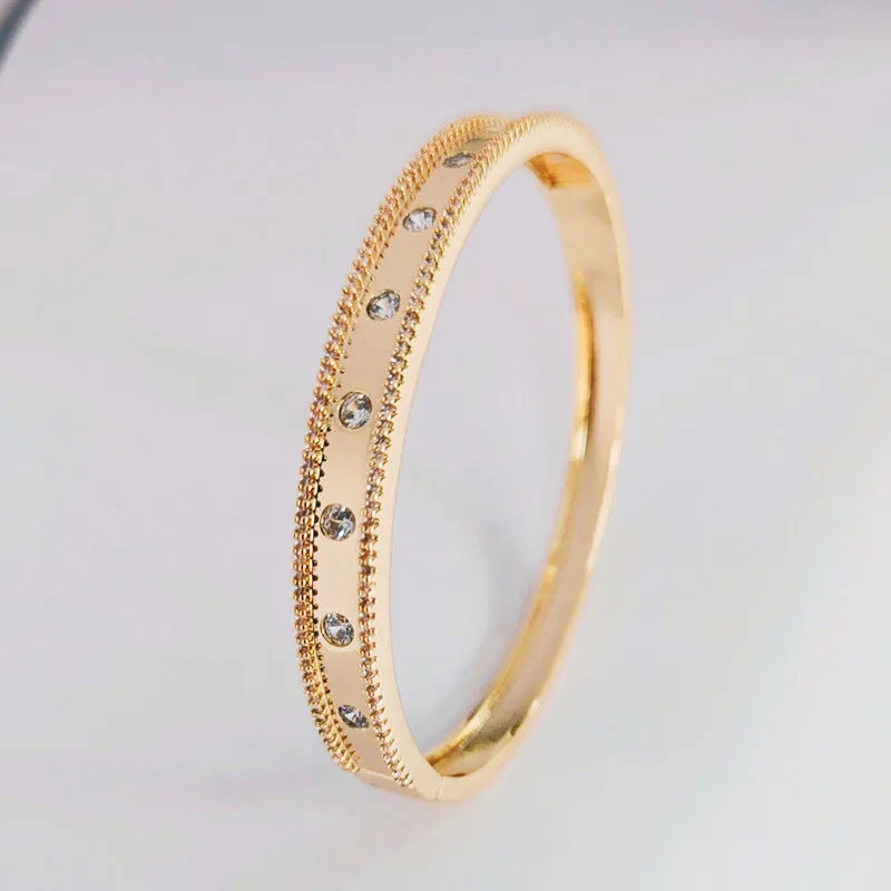 Fine Fashion Jewelry Cubic Zircon Stone Cuff Bangles Custom Italian Charm Bracelet