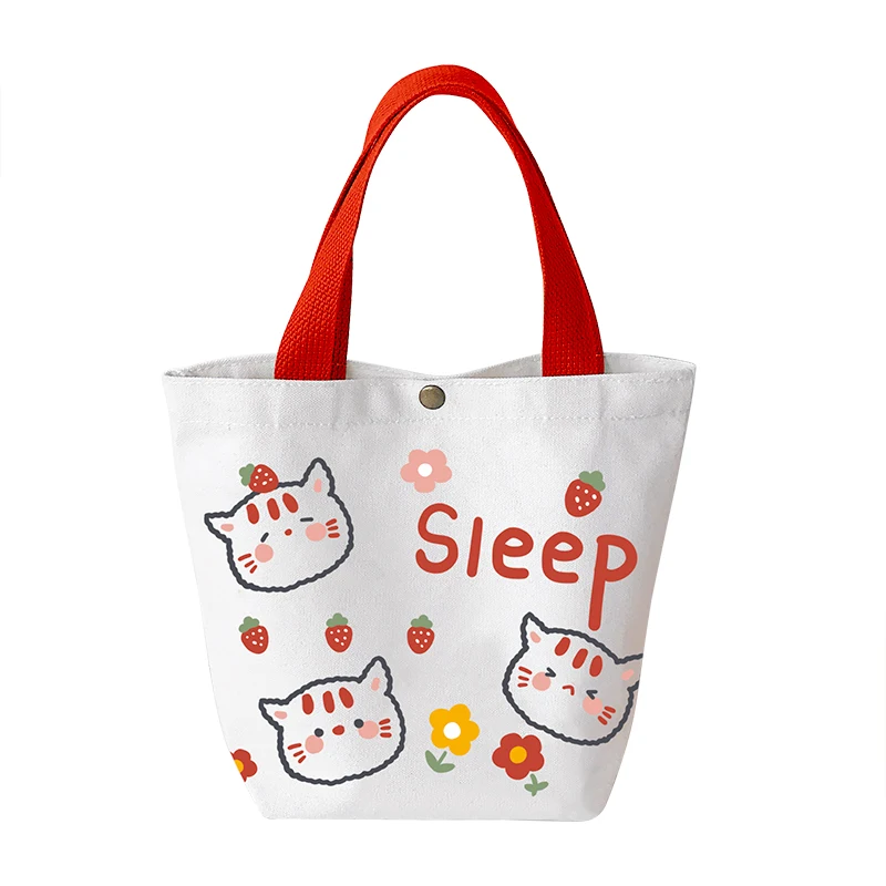 Small handbag canvas bag girl student portable carry vegetable shopping bag  mini canvas bag