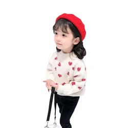 Зимний свитер с круглым вырезом для девочек, вязаный детский свитер с надписью love