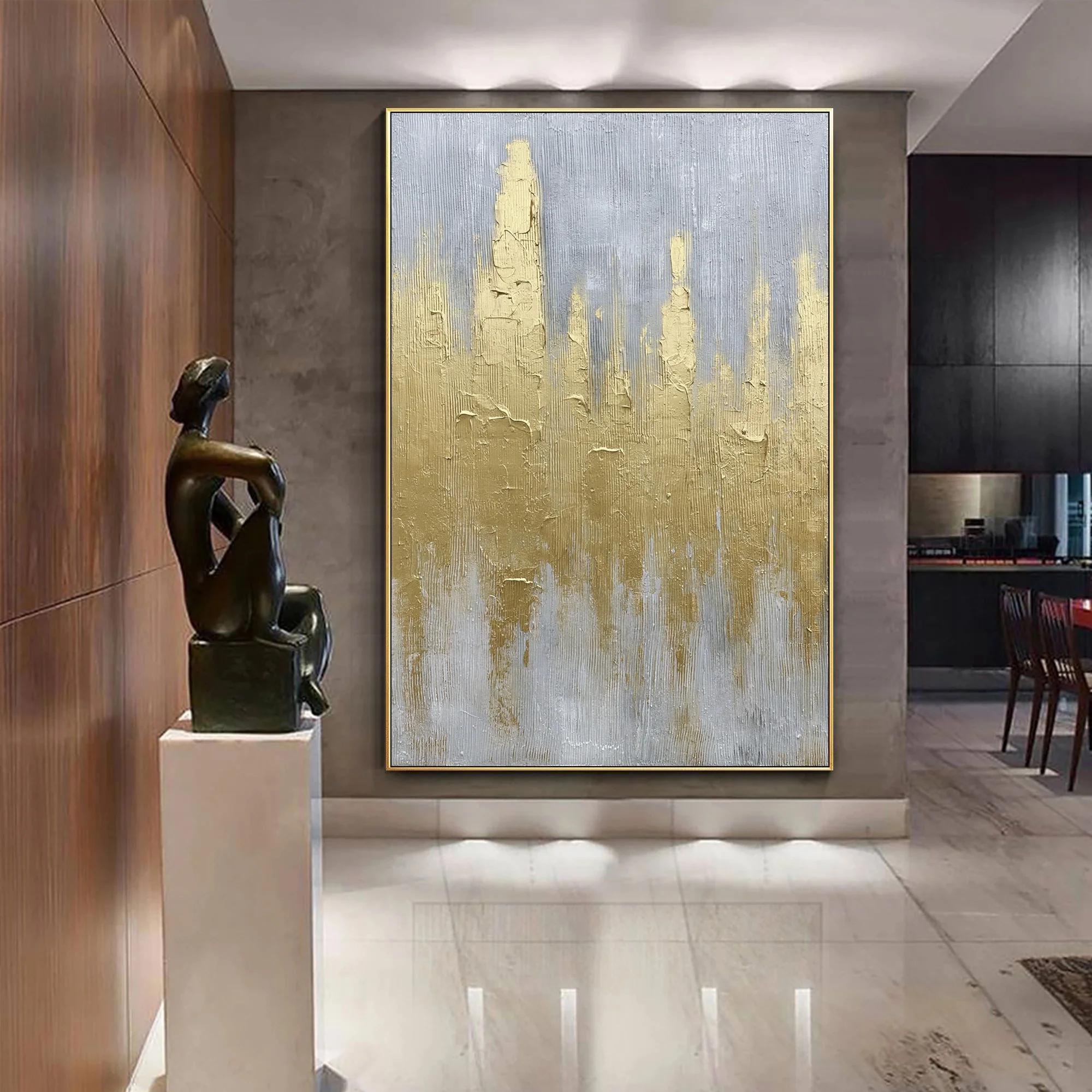 Living Room Picture Home Decor Canvas Painting Gold Acrylic contemporary oil painting gold