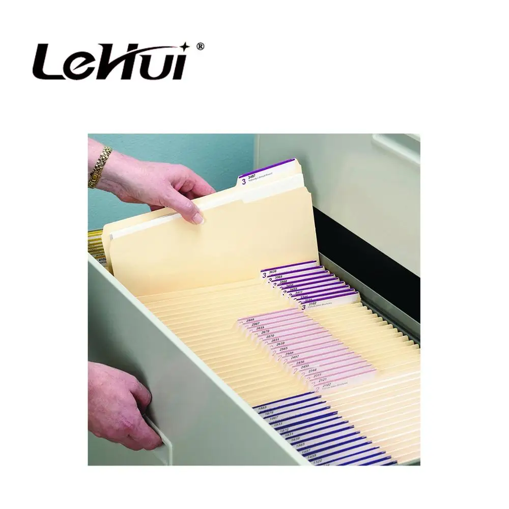 2023 popular 1/3-Cut Tab Letter Size Assorted Positions 100pcs  Per Box Buff Manila File Folder