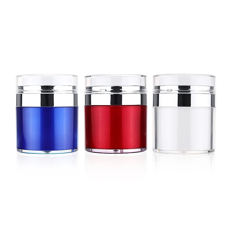 cylinder acrylic cream packaging airless jar refillable round airless pump jar refillable double wall  refillable airless jar