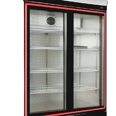 2 Doors Commercial Refrigerator upright cooler beverage freezer display cabinet