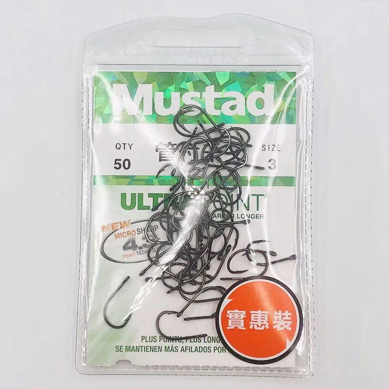 Mustad 100% Norway Origin J Sharp Fishing Hook Barbed Hook High Carbon Hook , 1-14#, 10104SP-BN