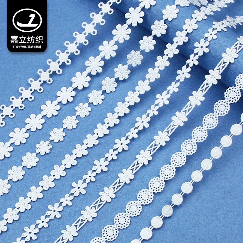 Garment accessories Polyester water-soluble embroidery lace border white flower bride wedding dress decorative ribbon lace trim