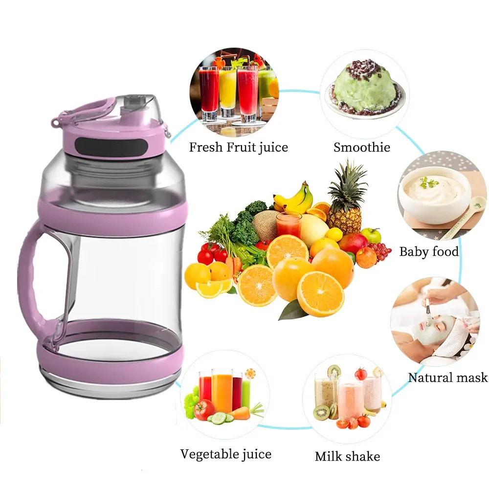 Mini Blender Home USB 6 Blades Fresh Vegetable Juicer Machine 2000ml Rechargeable Smoothie Fruit Juice Portable Blenders