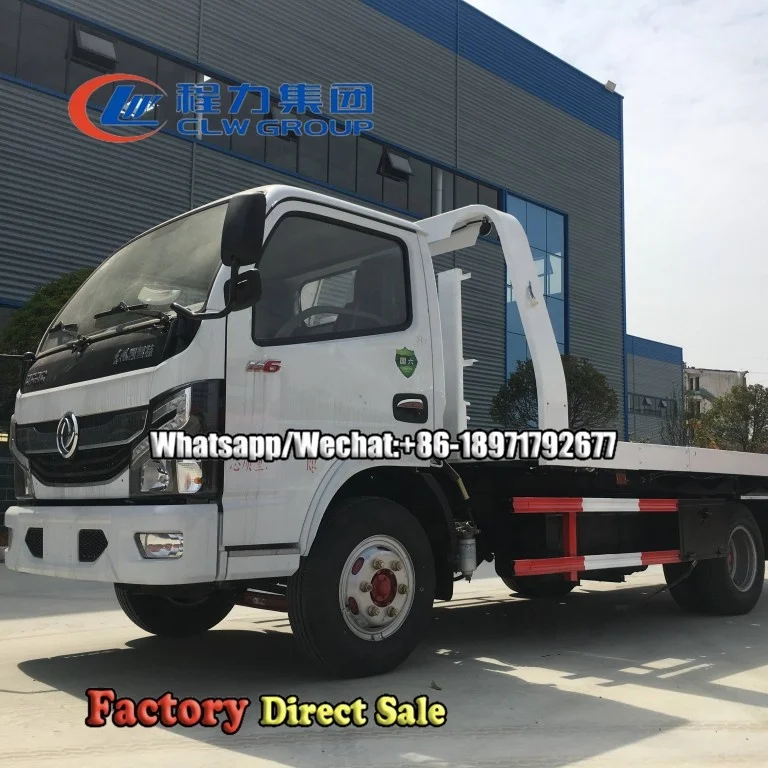 Dongfeng 4X2 3ton Flatbed Tow Trucks Wreckers 4X2 Rollback Road Rescue Wrecker