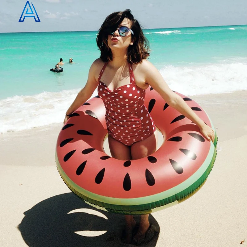 Watermelon fruit design PVC inflatable swim ring swim tube for pool float water toy promotional inflatable toy