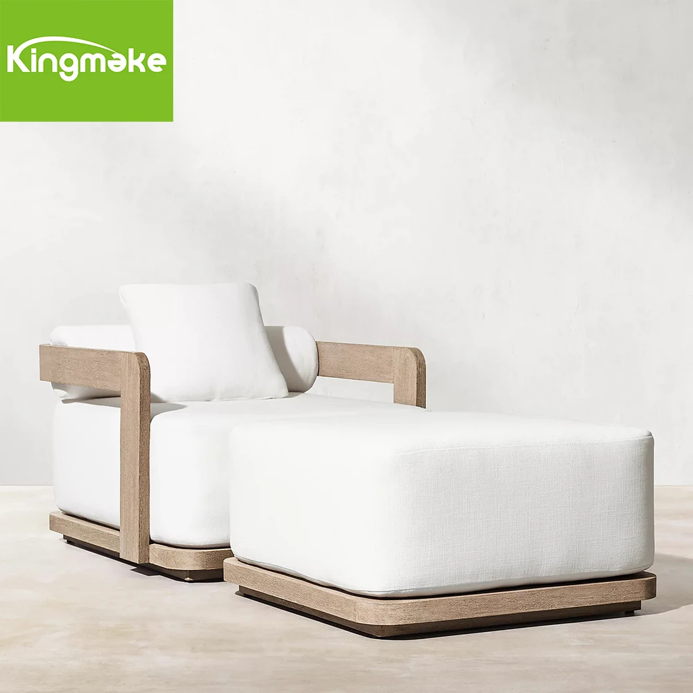 Contemporary Style Teak Garden Furniture Set With Fire Pit Comfortable Sofa Set Patio Furniture Outdoor Conversation Sets