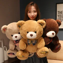 Custom wholesale cloth plaid bow tie gentleman teddy bear big plush toy