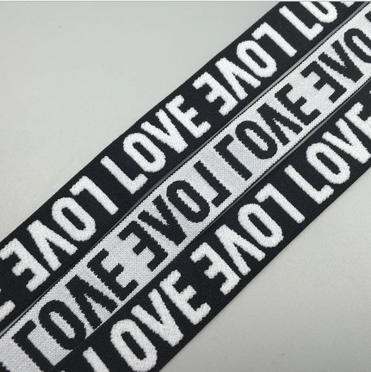 Fashion Elastic Band Letters Jacquard LOVE 38mm Width Elastic Bands Webbing