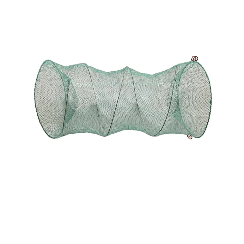 Greatwall Crab Cage Long Folding Fishing Bait Trap for Shrimp Eel HDPE & Nylon Material Square & Ring Pattern for Aquaculture