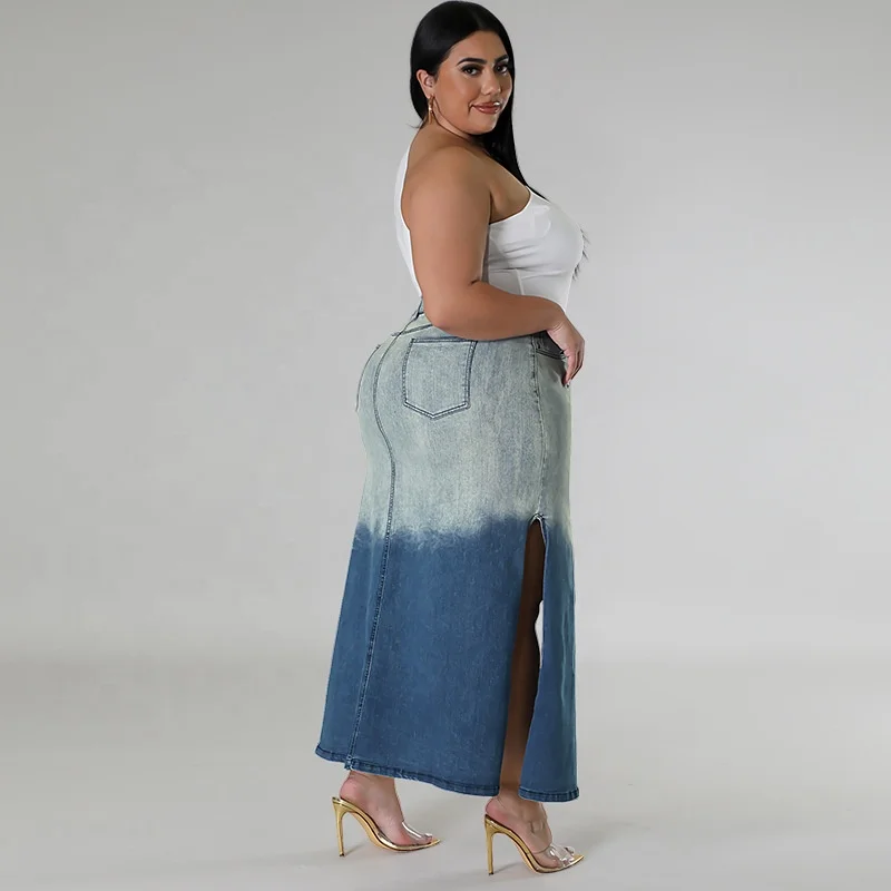 5xl plus size woman jeans skirts wholesale jeans skirt fat women long jeans skirt
