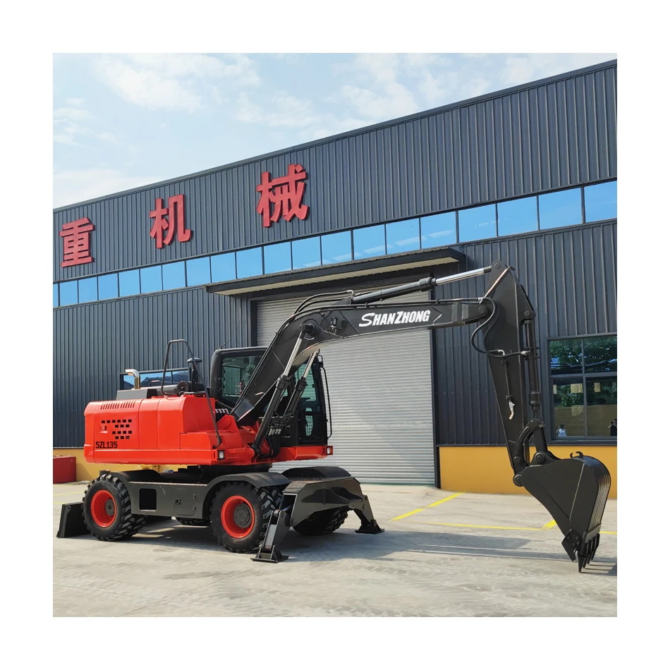 Factory sales directly Shanzhong Brand 13ton SZL135 Hydraulic Wheel Excavator with CE