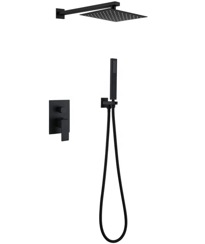 Black Stainless Steel 304 Bathroom Faucet Gold Concealed Bathroom Shower Set Rain Shower Wall Mounted Bath Faucets