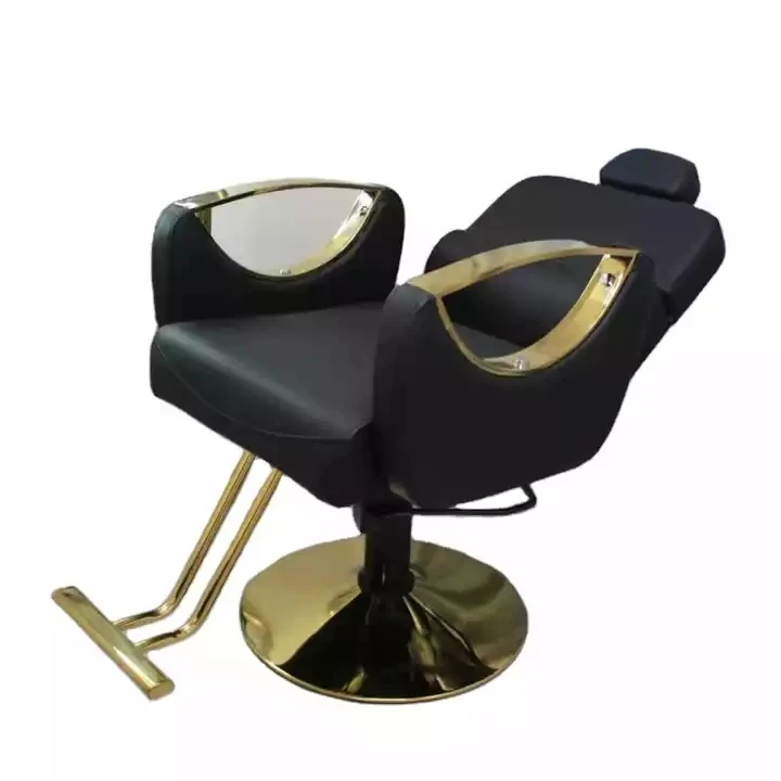 Hot selling salon furniture reclining barber chair adjustable golden barber chair beauty salon factory