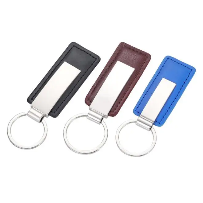 Personalized men car genuine durable luxury custom logo pu leather key ring