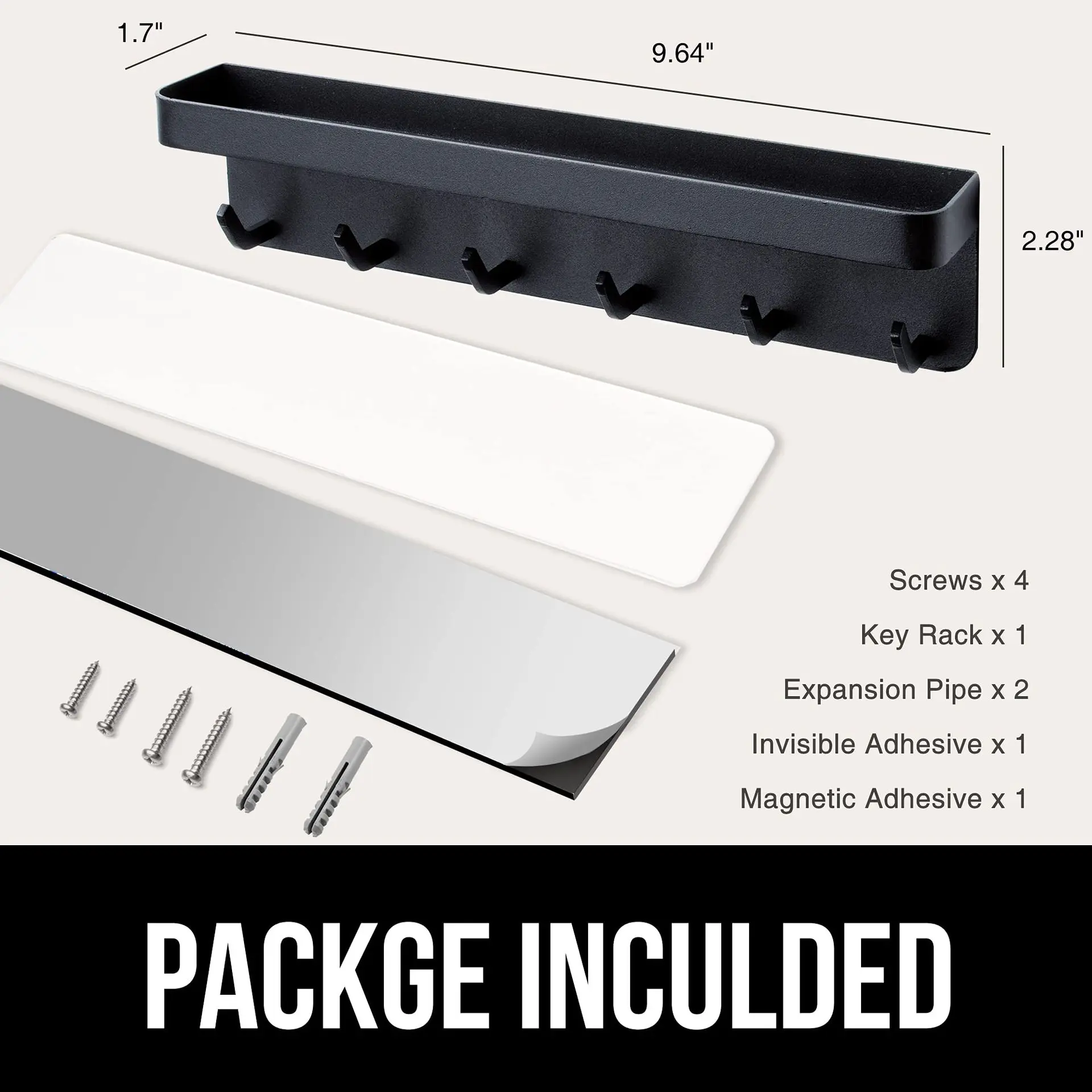 Magnetic Mail Organizer Self Adhesive Key Rack with Key Hooks Mail Holder Organizer 6 Hooks Key Holder for Wall