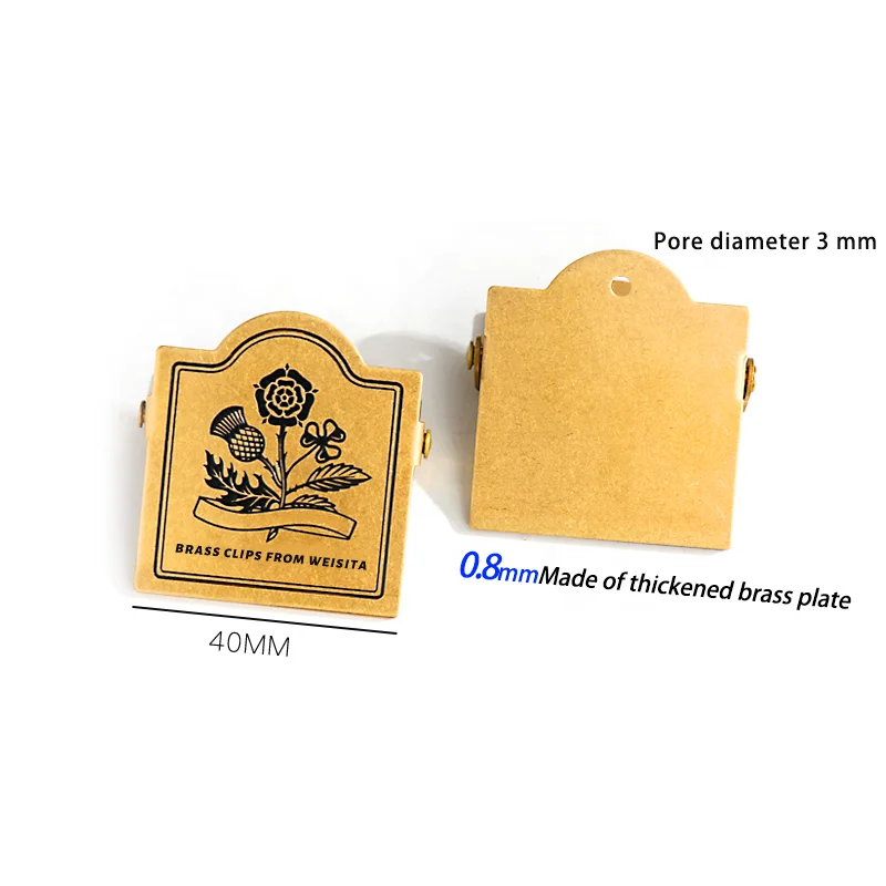 Custom Brass Retro Metal Clip for Hand Book & Drawing Board Logo Printed Office & Home Book Accessories Customizable TN Clips